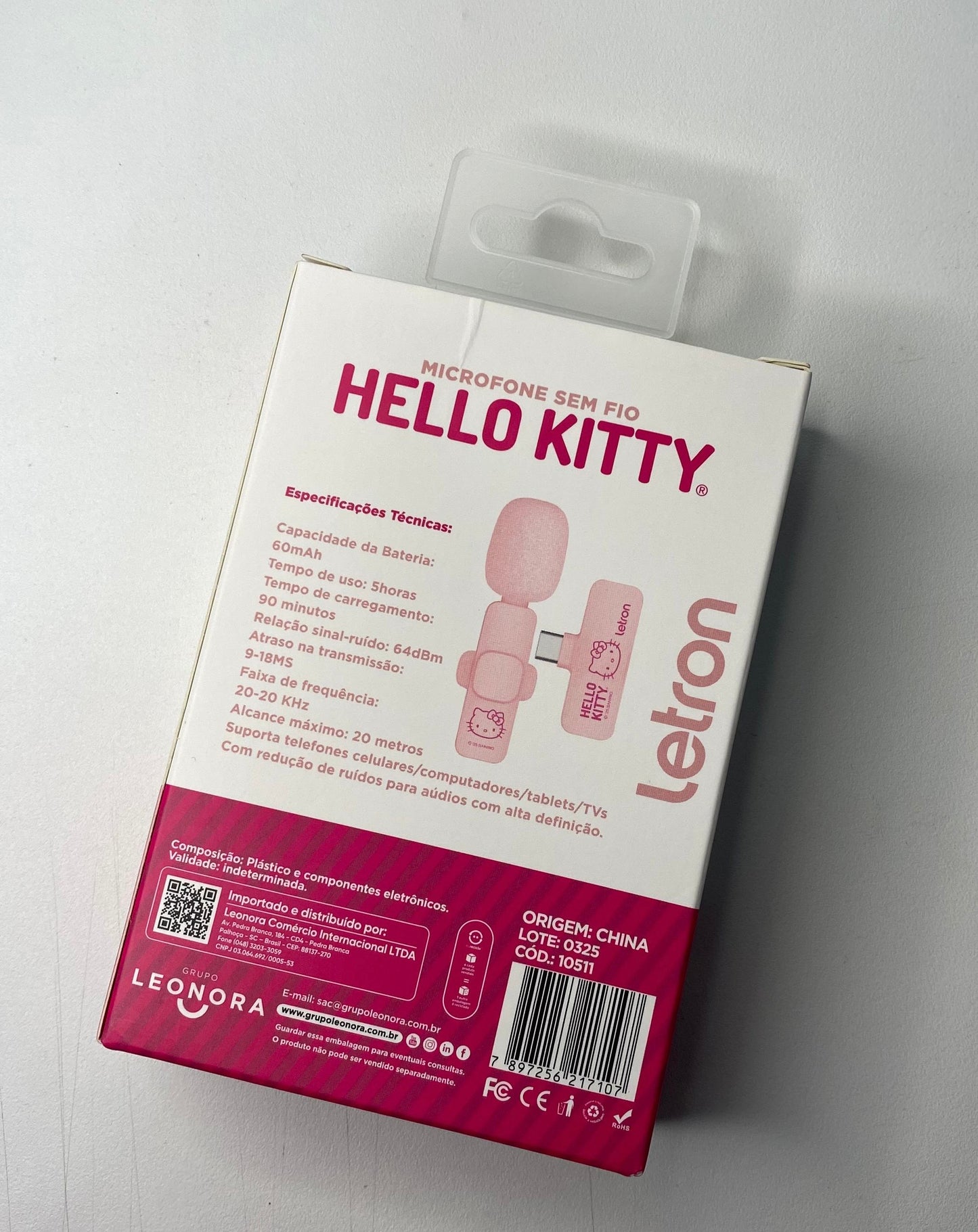 MICROFONE LAPELA HELLO KITTY
