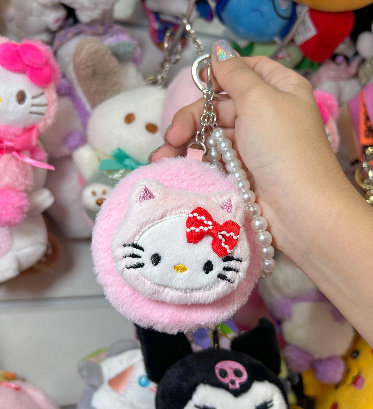 ESPELHO CHAVEIRO PELUDINHO HELLO KITTY