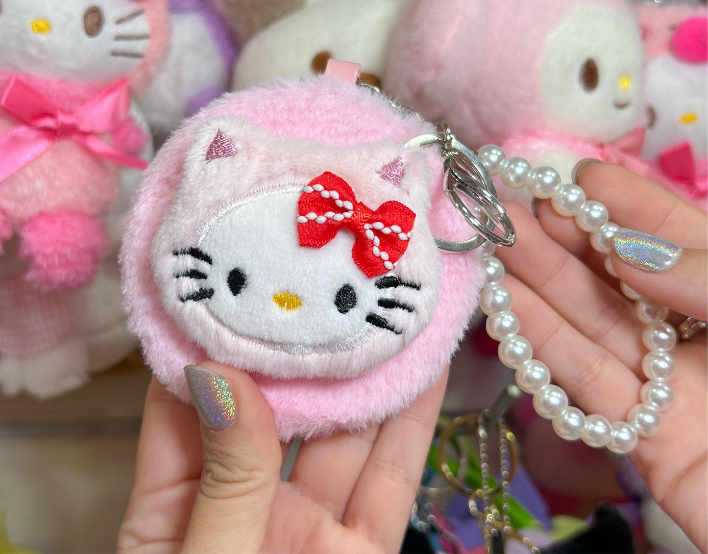 ESPELHO CHAVEIRO PELUDINHO HELLO KITTY