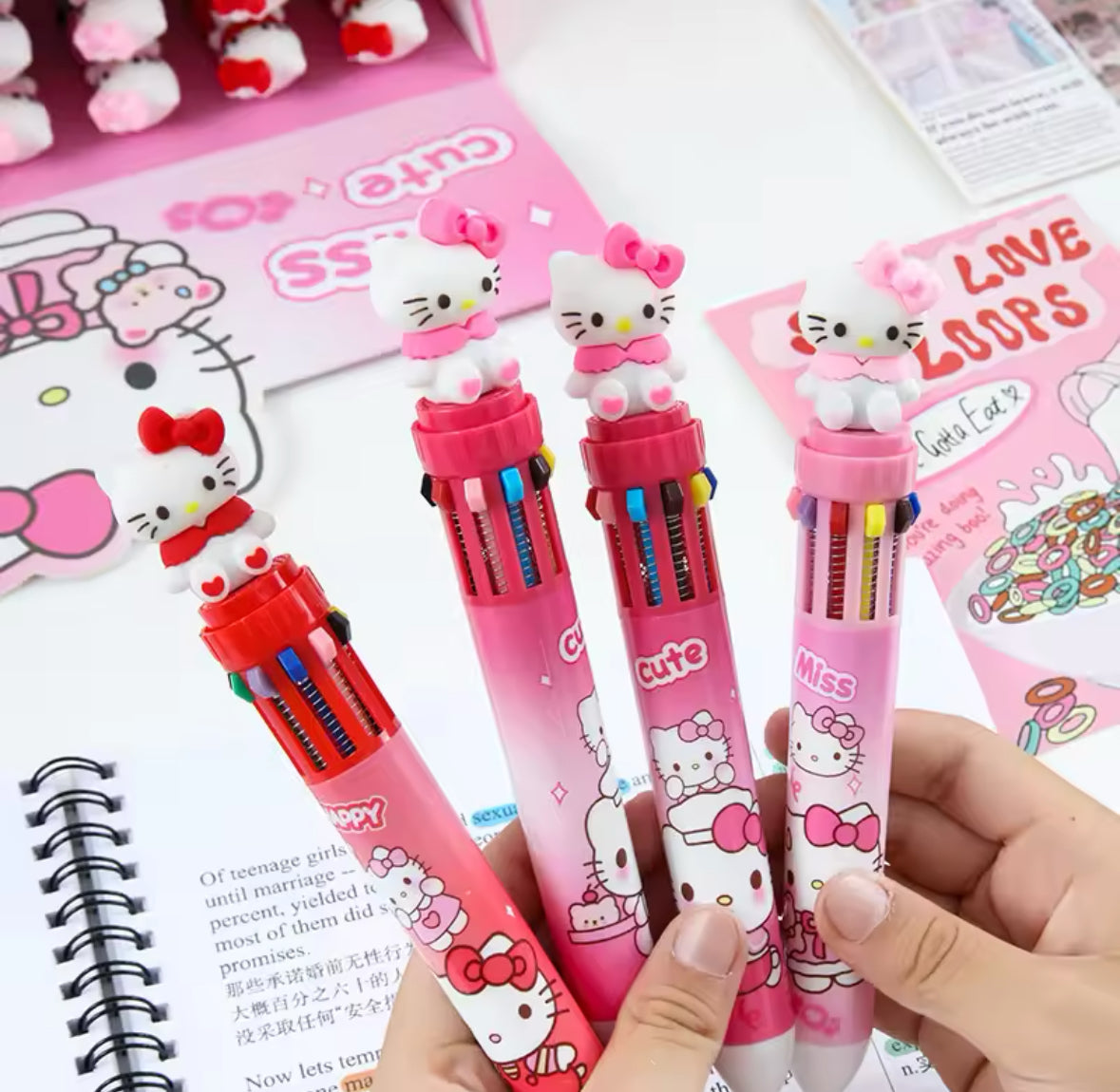 CANETA 10 CORES HELLP KITTY