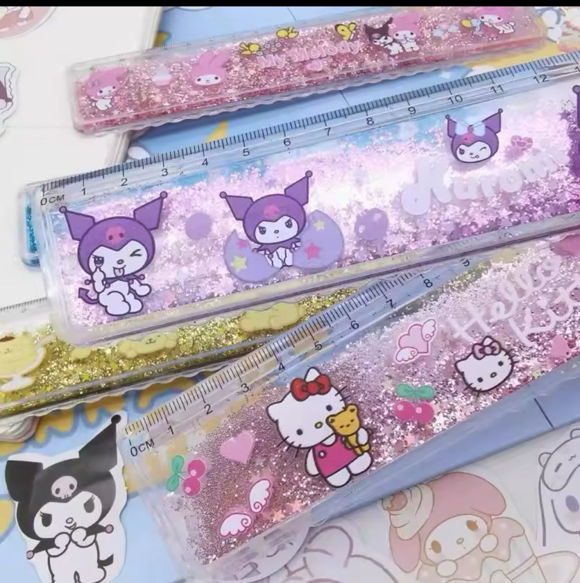 REGUA 20 CM COM GLITTER HELLO KITTY