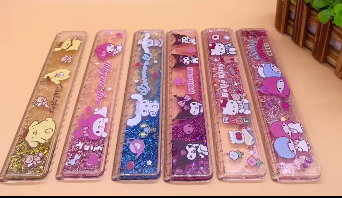 REGUA 20 CM COM GLITTER HELLO KITTY