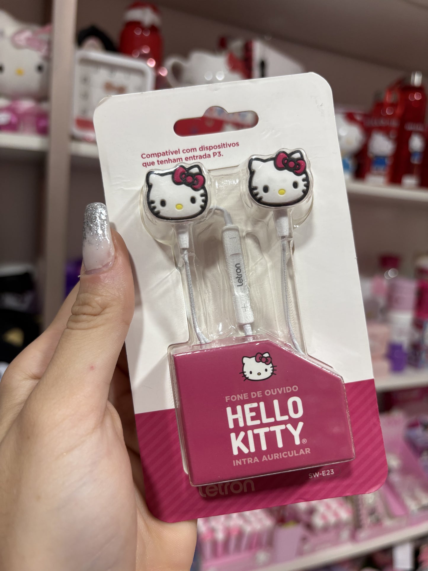 FONE DE OUVIDO HELLO KITTY E LETRON P3