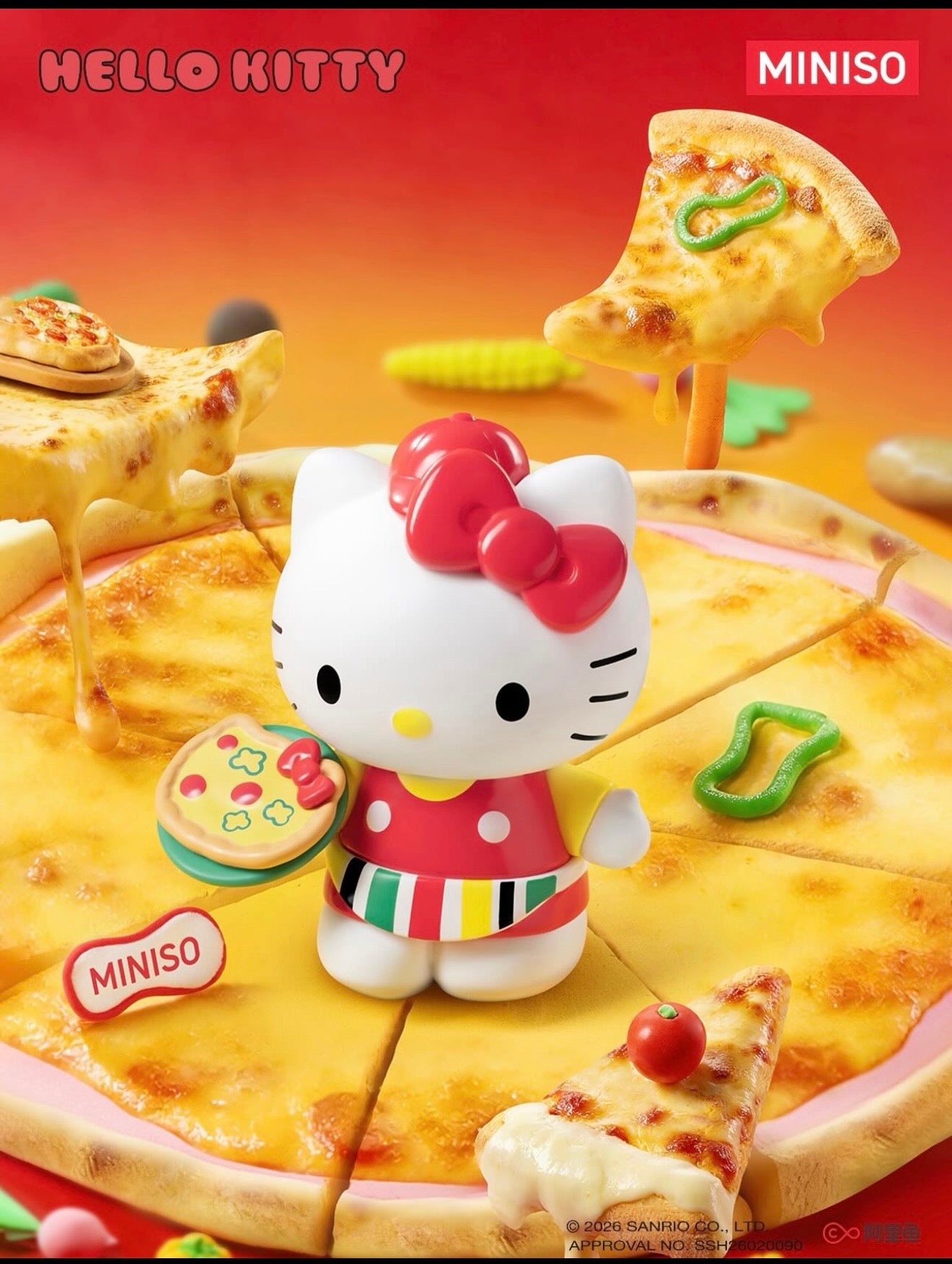 HELLO KITTY PIZZARIA MINISO BLIND BOX ORIGINAL IMPORTADA