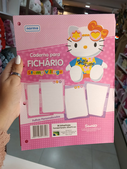 FOLHAS DE FICHARIO VINTAGE HELLO KITTY, MORANGUINHO, CHOCOCAT