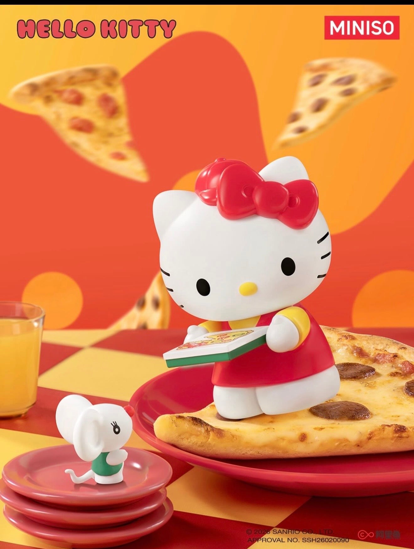 HELLO KITTY PIZZARIA MINISO BLIND BOX ORIGINAL IMPORTADA