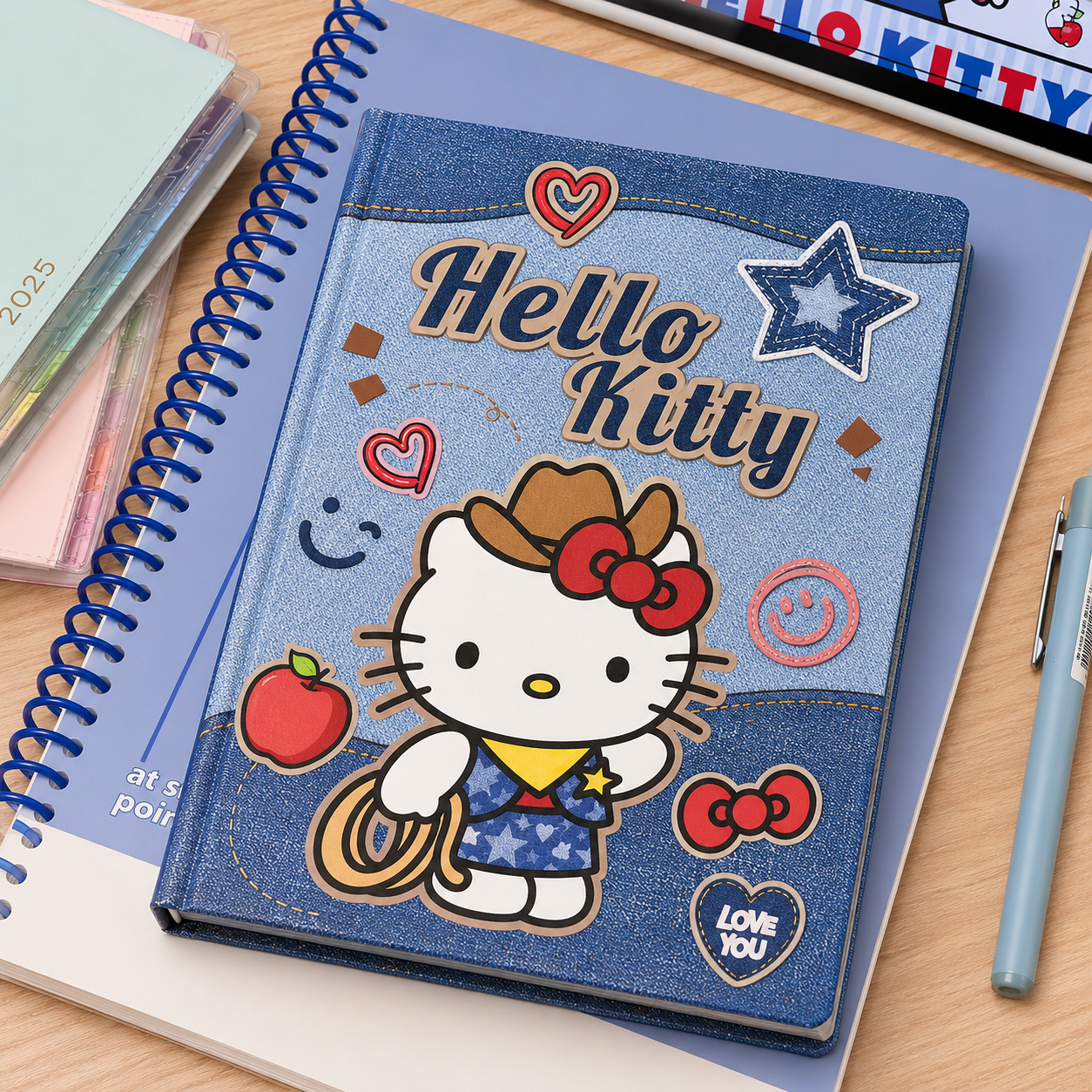 AGENDA HELLO KITTY FOLHAS SUPER DECORADAS