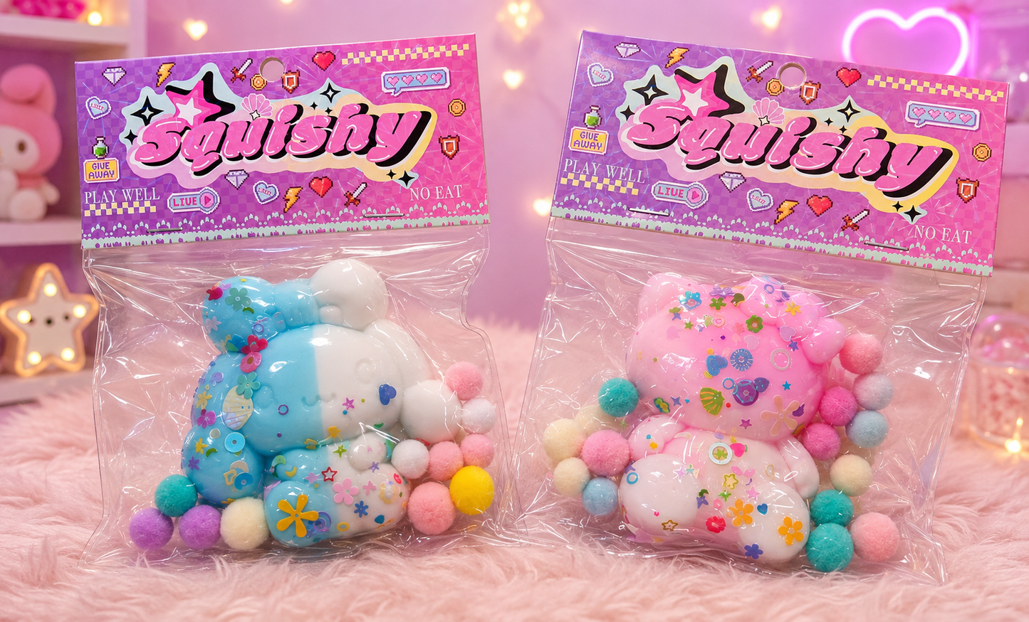 SQUICHY SANRIO HELLO, KUROMI, MY MELODY e CINNA