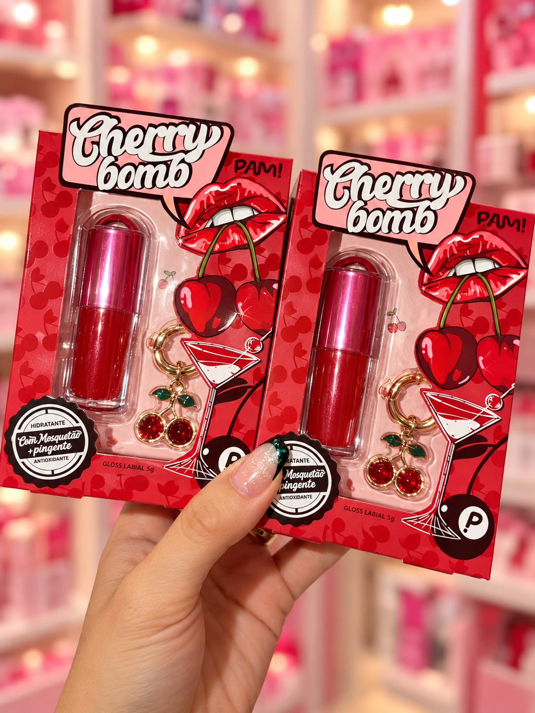 LIP GLOSS, FRAN, HELLO KITTY, LIP BUNNY, FRANBOESA, CHERRY BOMB