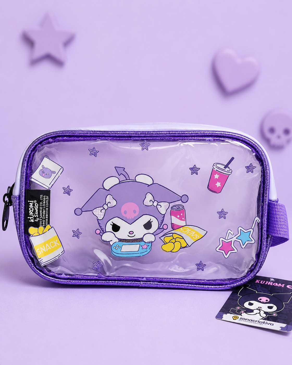 NECESSERIE KUROMI GRANDE COM ADESIVOS E PATCH TERMOCOLATE