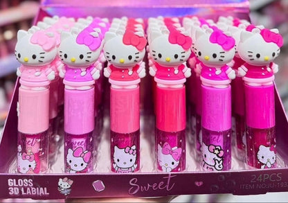 GLOSS CHAVEIRO COM GLITTER HELLO KITTY MUDA COM O PH DA BOCA