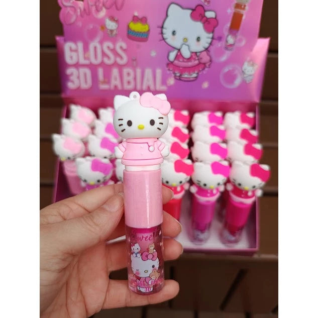 GLOSS CHAVEIRO COM GLITTER HELLO KITTY MUDA COM O PH DA BOCA