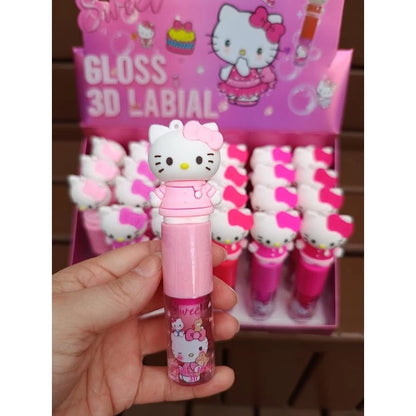 GLOSS CHAVEIRO COM GLITTER HELLO KITTY MUDA COM O PH DA BOCA