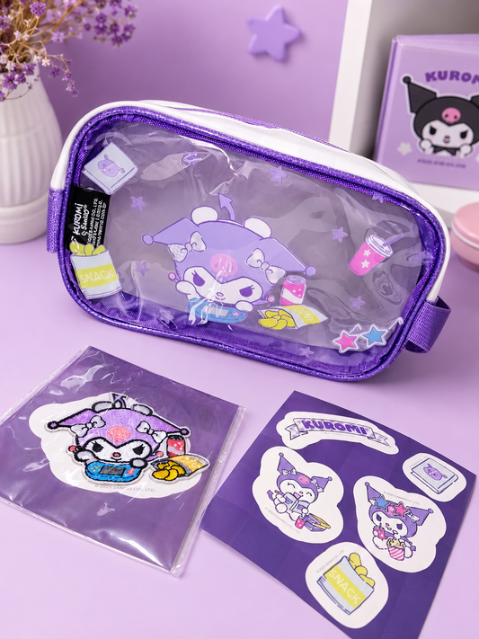 NECESSERIE KUROMI GRANDE COM ADESIVOS E PATCH TERMOCOLATE