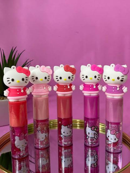 GLOSS CHAVEIRO COM GLITTER HELLO KITTY MUDA COM O PH DA BOCA