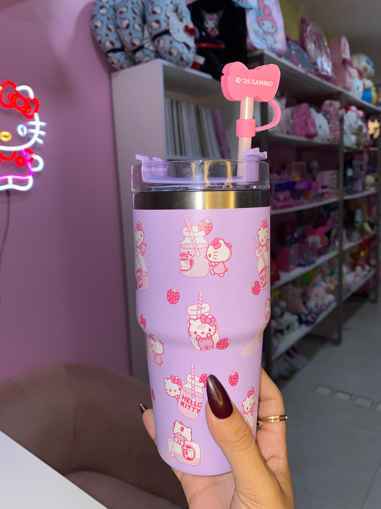 GARRAFA TÉRMICA HELLO KITTY COM PROTETOR DE CANUDO
