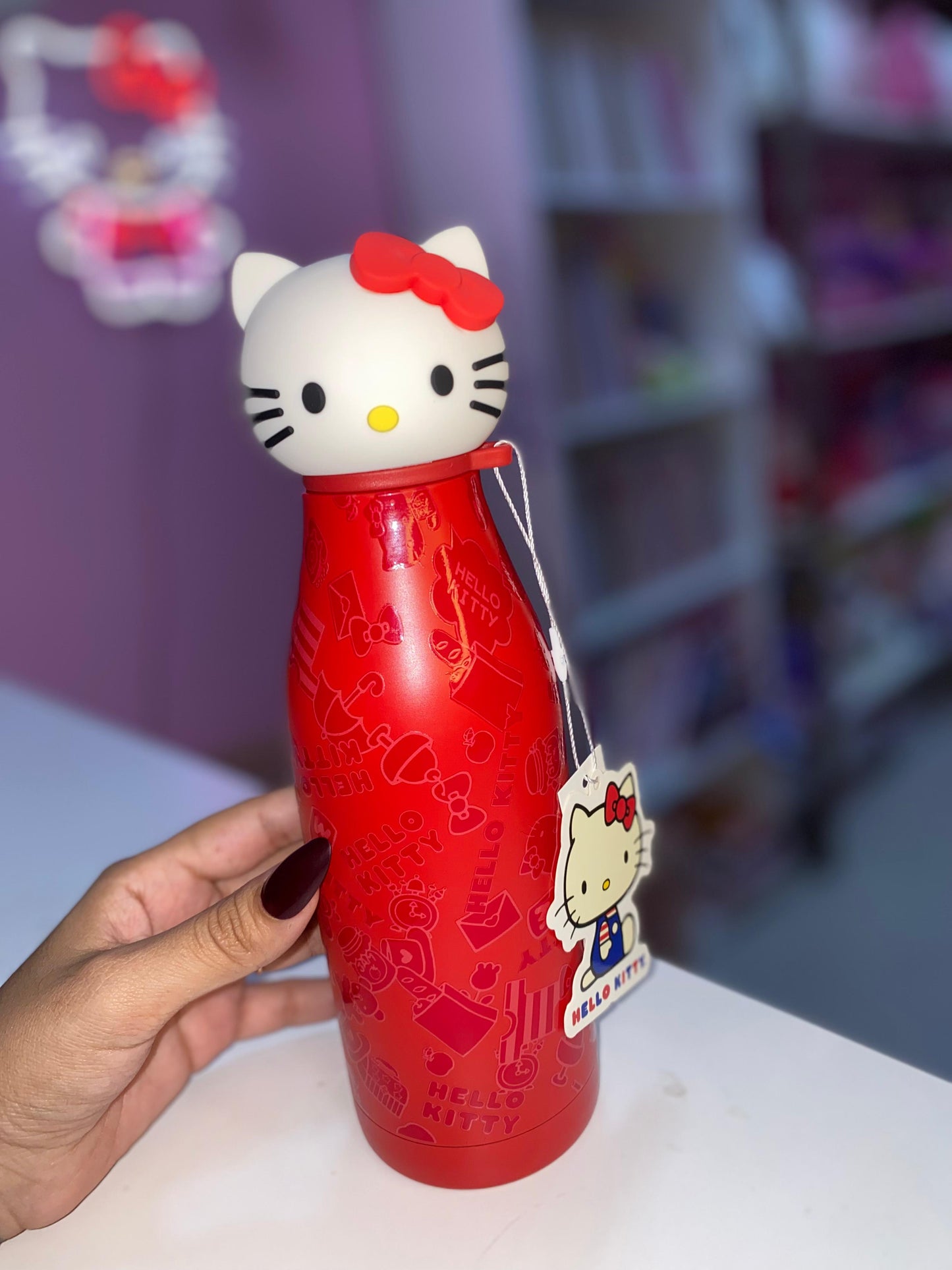 GARRAFA DE AÇO CABEÇA HELLO KITTY ORIGINAL