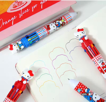CANETA 10 CORES HELLO KITTY