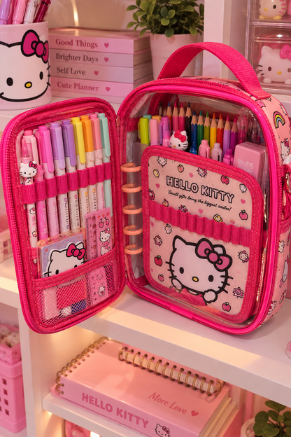 ESTOJO HELLO KITTY GRANDE QUE VIRA BOLSINHA, CONSEGUE COLOCAR MAIS DIVISORIAS E ORGANIZADORES