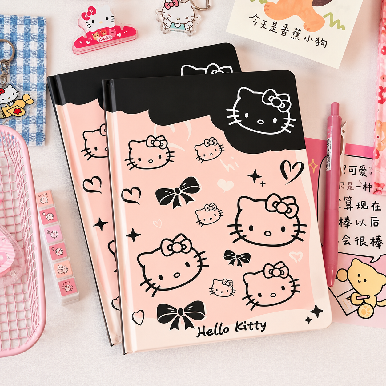 AGENDA HELLO KITTY FOLHAS SUPER DECORADAS
