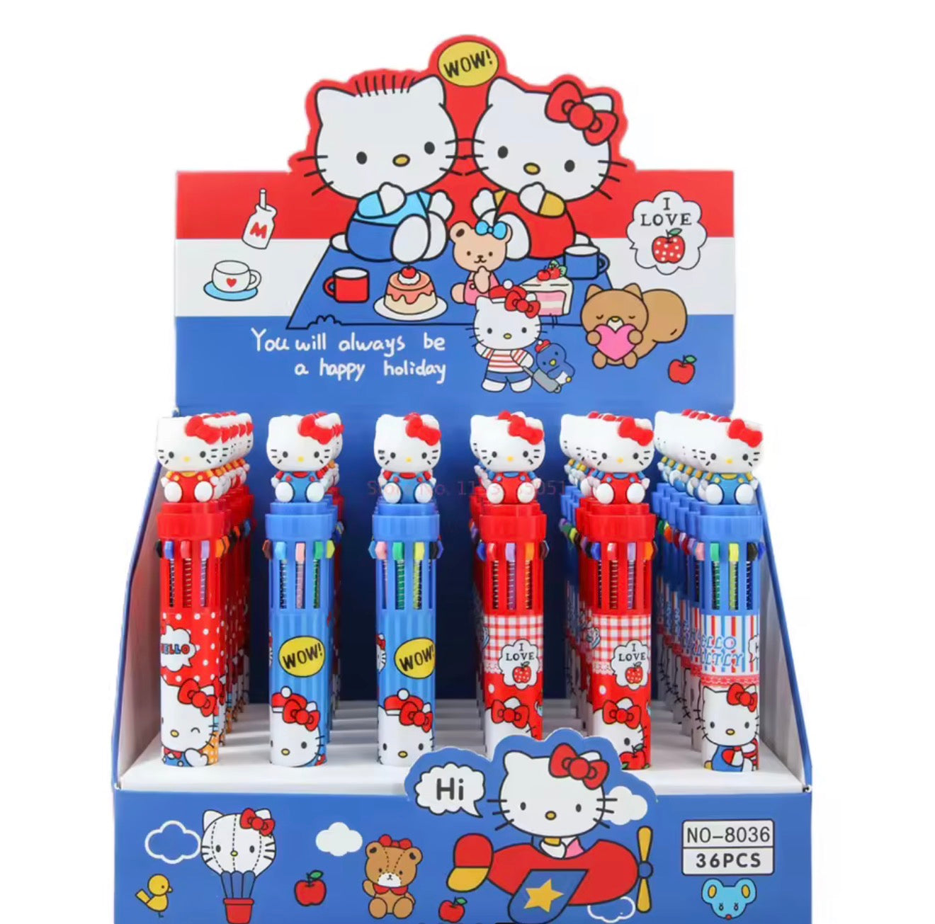 CANETA 10 CORES HELLO KITTY