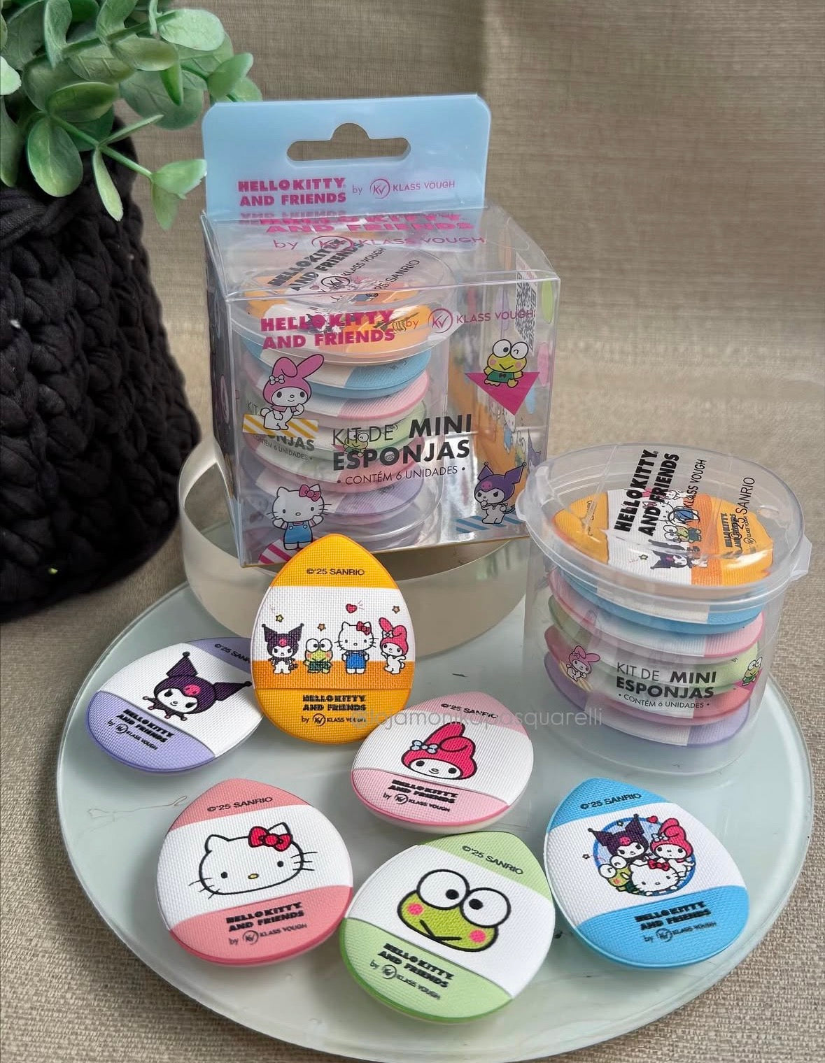 KIT 6 MINI ESPONJAS SANRIO HELLO KITTY E AMIGOS