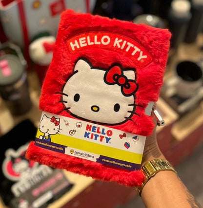 DIÁRIO PELÚCIA HELLO KITTY COM CADEADO