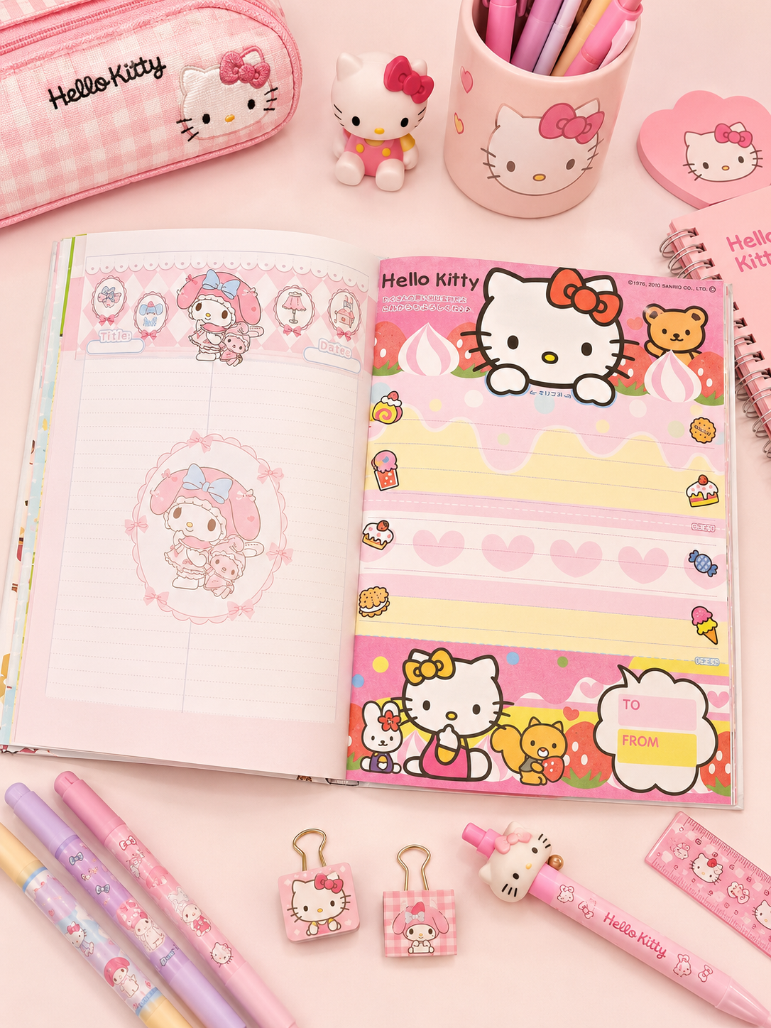 AGENDA HELLO KITTY FOLHAS SUPER DECORADAS