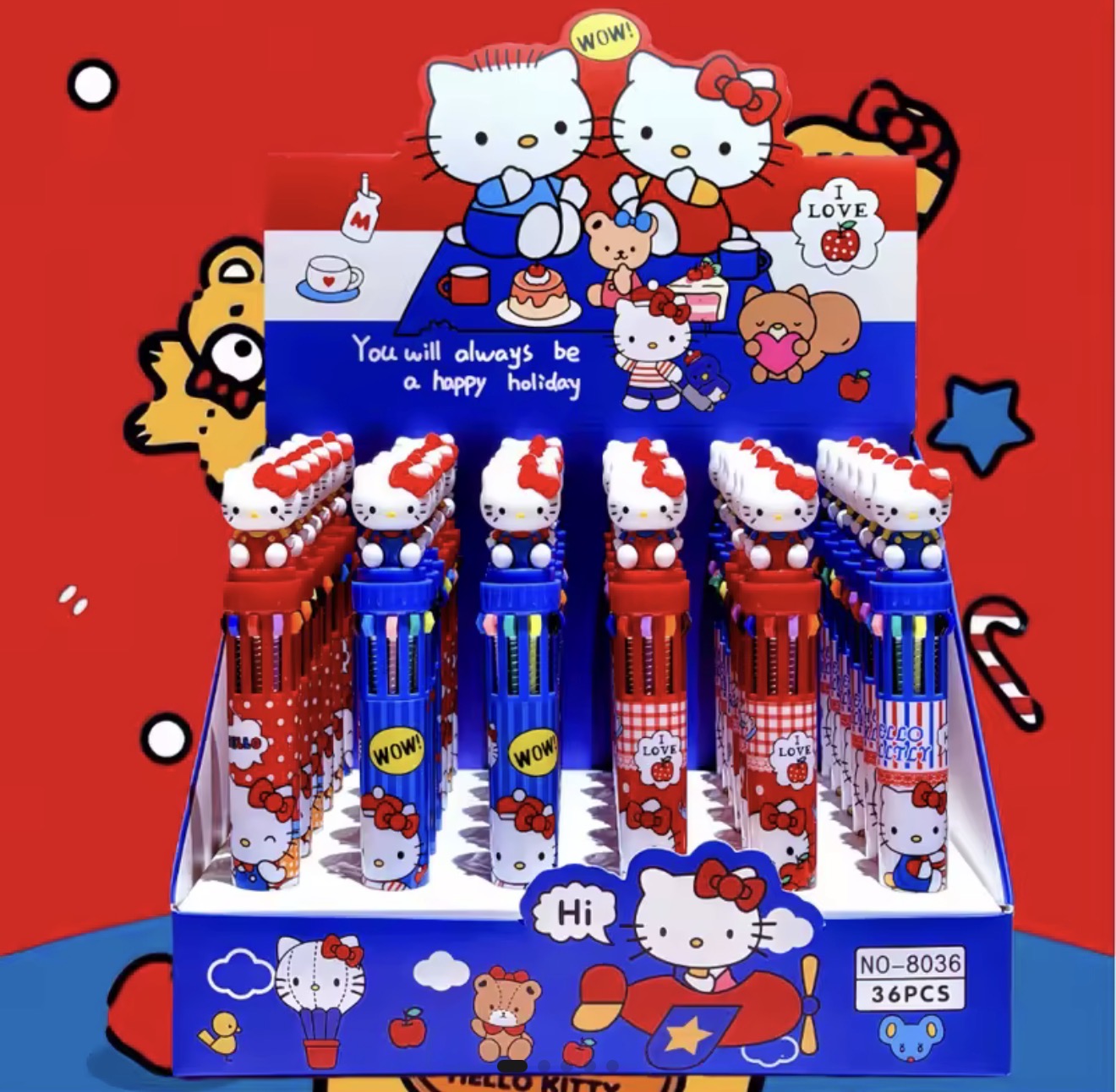 CANETA 10 CORES HELLO KITTY