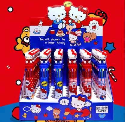 CANETA 10 CORES HELLO KITTY