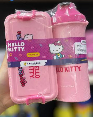 KIT LANCHE, MARMITA E GARRADA HELLO KITTY