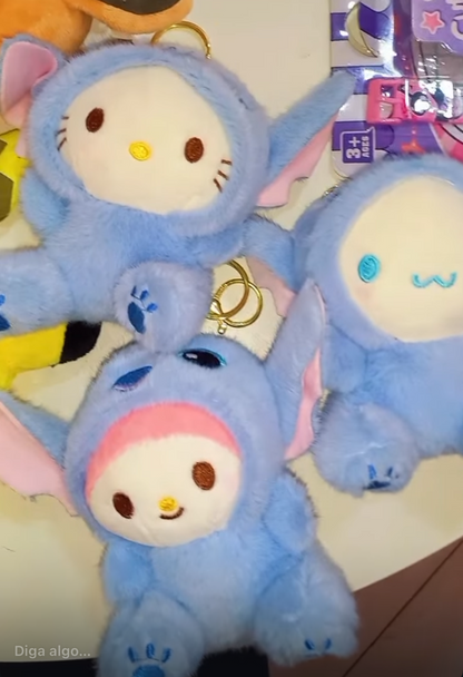 CHAVEIRO SANRIO DE STITCH HELLO KITTY, MY MELODY E CINNAMOROLL