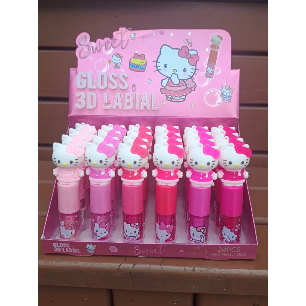 GLOSS CHAVEIRO COM GLITTER HELLO KITTY MUDA COM O PH DA BOCA