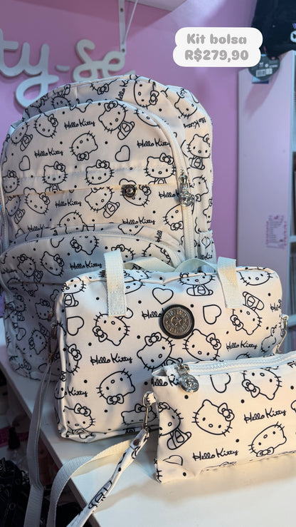KIT MOCHILA KIPLING E HELLO KITTY MATERIAL IMPERMEÁVEL