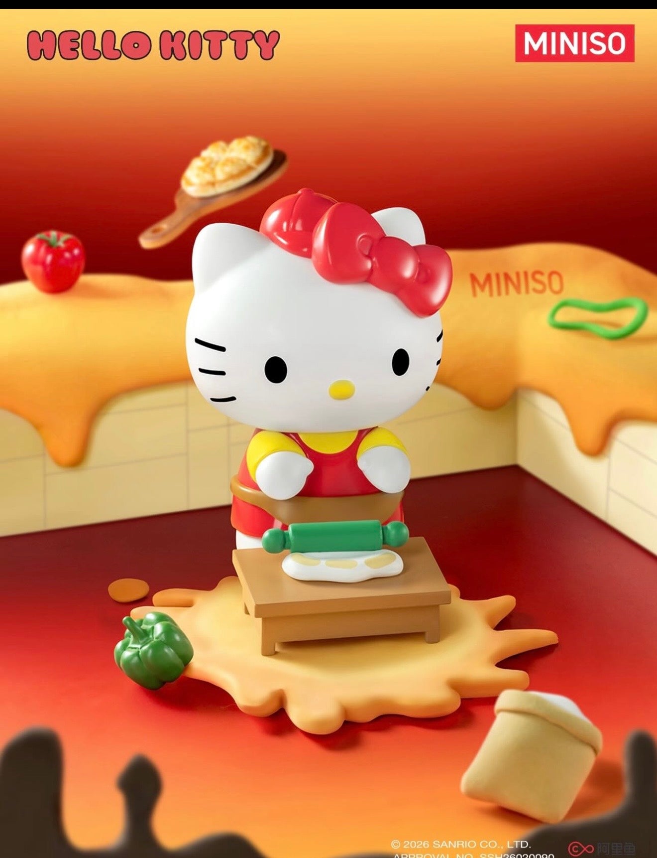 HELLO KITTY PIZZARIA MINISO BLIND BOX ORIGINAL IMPORTADA