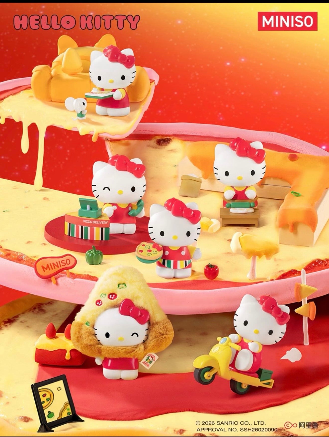 HELLO KITTY PIZZARIA MINISO BLIND BOX ORIGINAL IMPORTADA