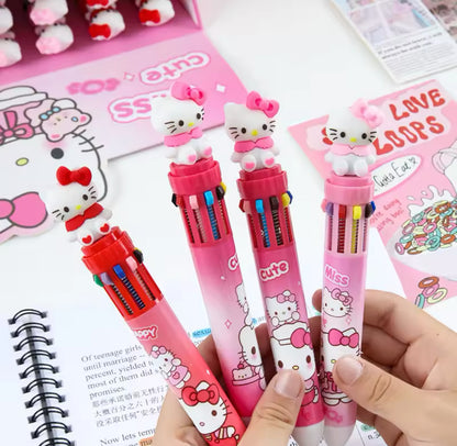 CANETA 10 CORES HELLP KITTY