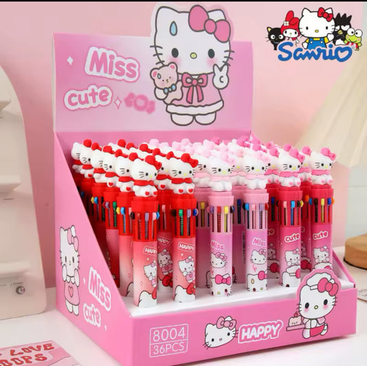 CANETA 10 CORES HELLP KITTY