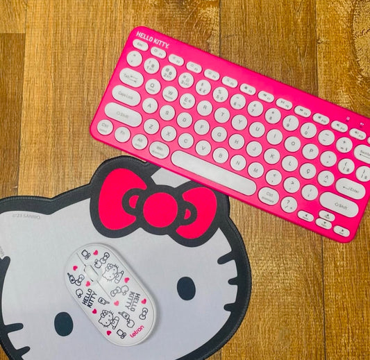 TECLADO E MOUSE HELLO KITTY LETRON