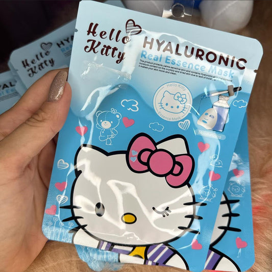 MÁSCARA FACIAL DE HIDRATAÇÃO DE ÁCIDO HIALURÔNICO DA HELLO KITTY IMPORTADA DA COREIA