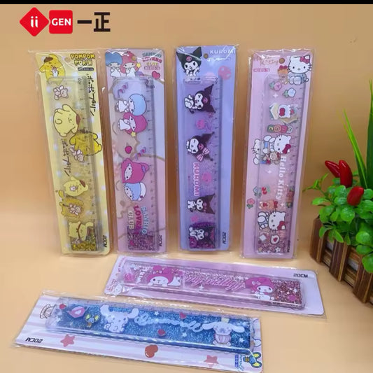 REGUA 20 CM COM GLITTER HELLO KITTY