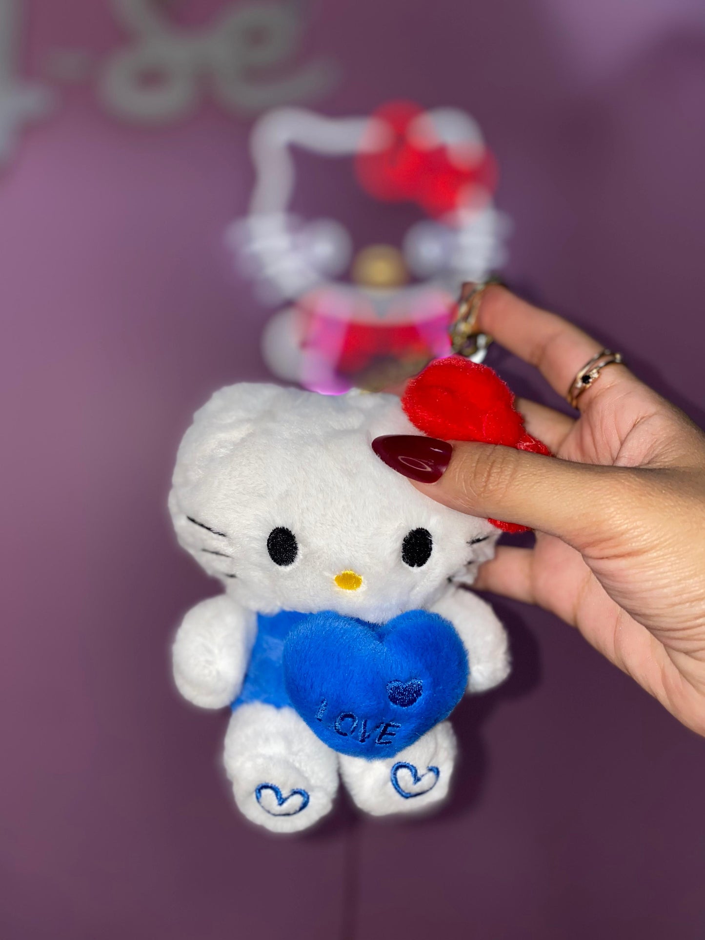 CHAVEIRO HELLO KITTY I LOVE YOU CORAÇÃO QUE PUXA