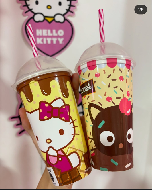 Copo Milke Shake Hello Kitty e Chococat
