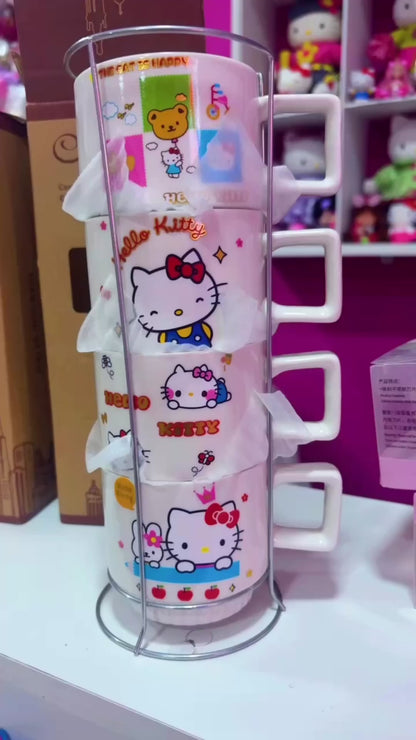 JOGO DE XÍCARAS COM SUPORTE HELLO KITTY